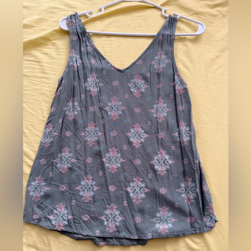 Green and Pink Patterned Women's Top